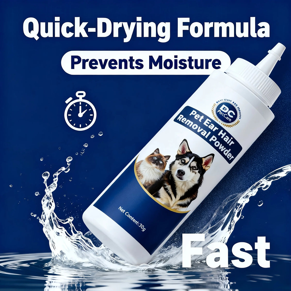 Cat Dog Ear Powder Painless Ear Hair Removal Powder for Pets Easy to Remove Ear Hair Pets Cleaning Tools 30G