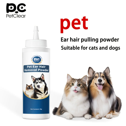 Cat Dog Ear Powder Painless Ear Hair Removal Powder for Pets Easy to Remove Ear Hair Pets Cleaning Tools 30G