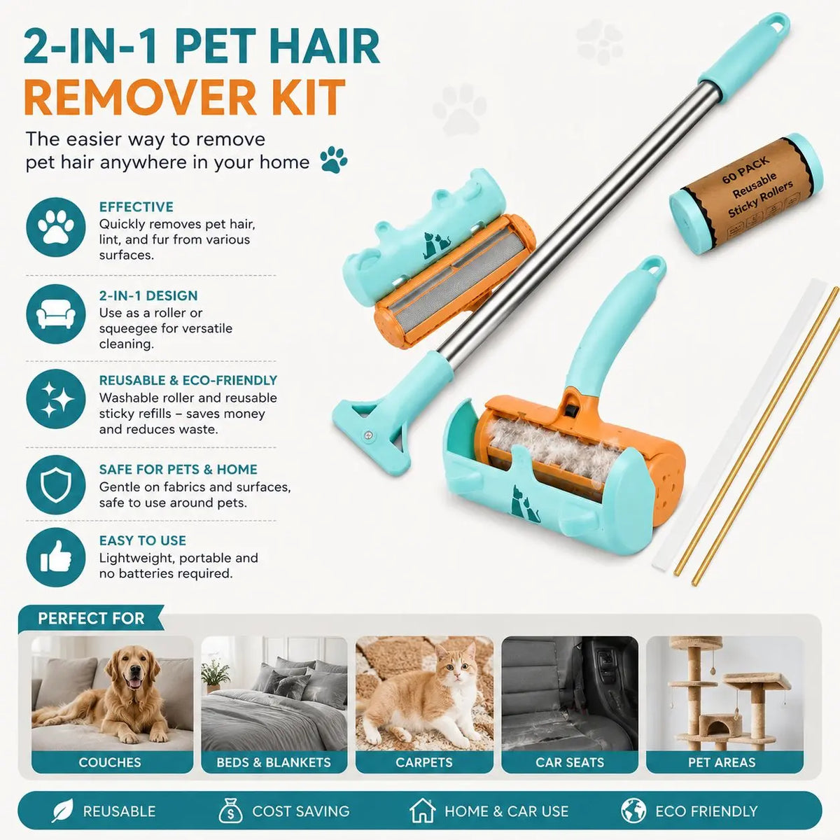 Petmaster 5-In-1 Hair Removal Kit for Pets