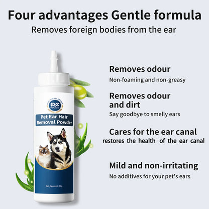 Cat Dog Ear Powder Painless Ear Hair Removal Powder for Pets Easy to Remove Ear Hair Pets Cleaning Tools 30G