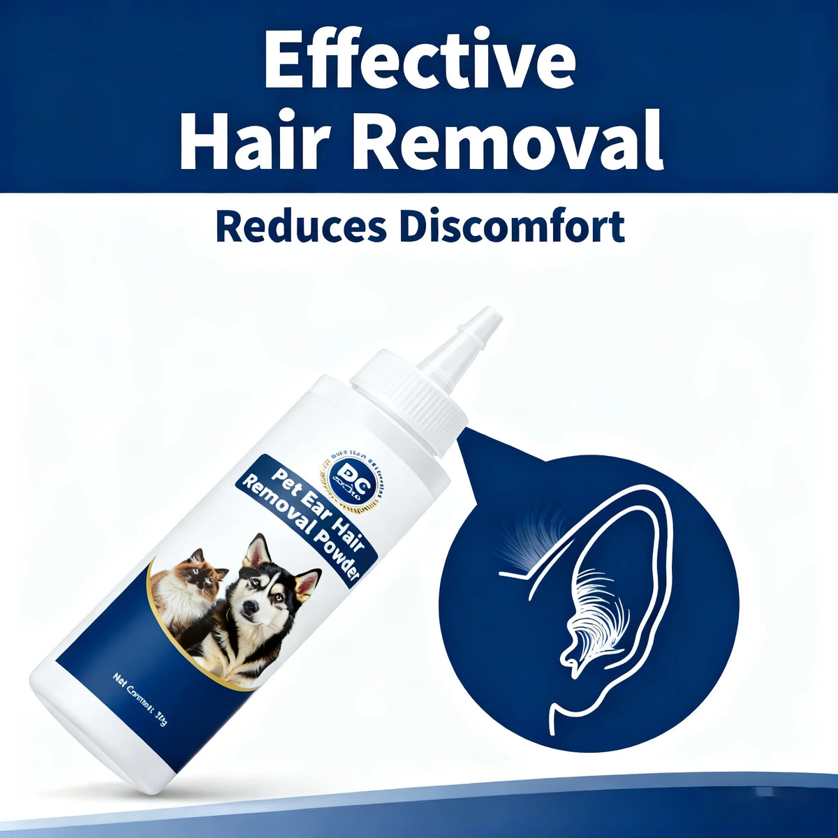 Cat Dog Ear Powder Painless Ear Hair Removal Powder for Pets Easy to Remove Ear Hair Pets Cleaning Tools 30G