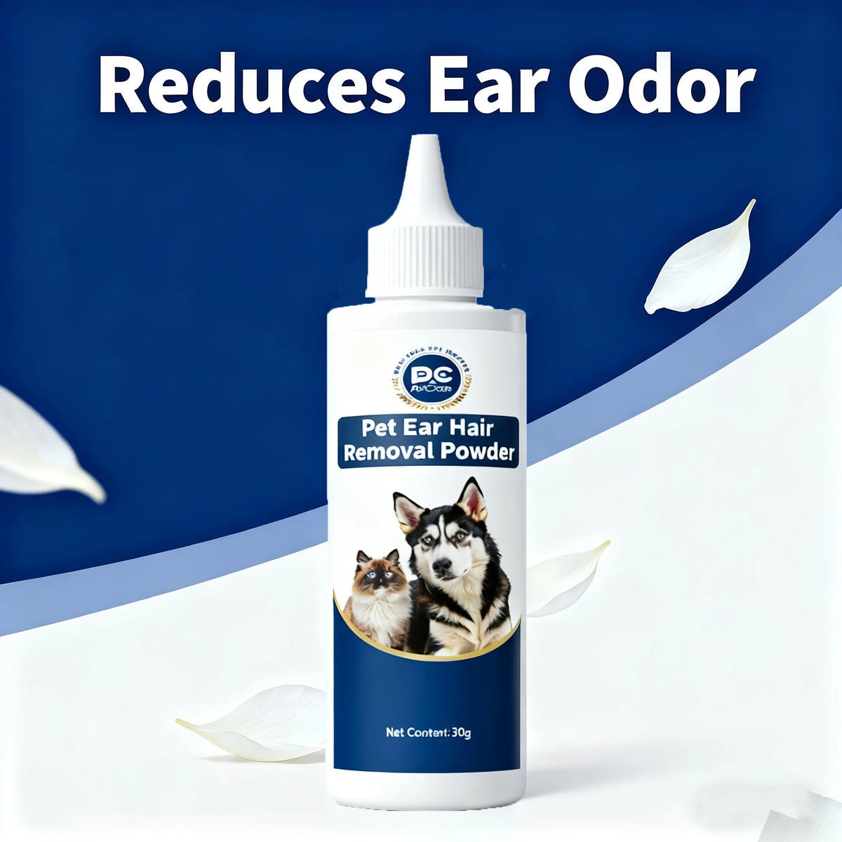 Cat Dog Ear Powder Painless Ear Hair Removal Powder for Pets Easy to Remove Ear Hair Pets Cleaning Tools 30G